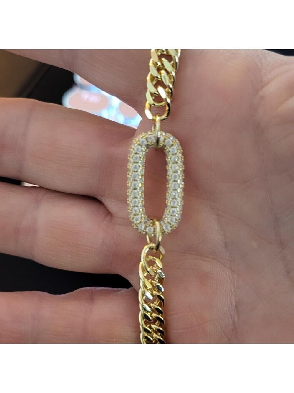 Gold Necklace for Women Trendy - Chunky Herringbone Paperclip Cuban Necklace - Picture 3 of 8